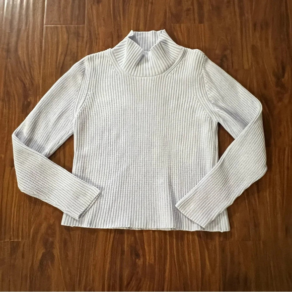 French Connection Mozart Crop Mock Turtleneck Sweater Light Blue size large - Picture 4 of 11